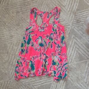 Lilly Pulitzer Hot Pink Tropical Toucan Racerback Tank